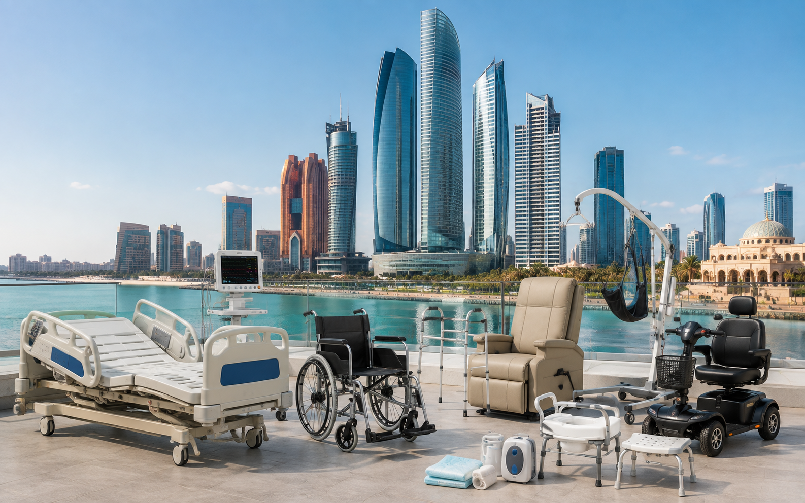 Carenest products with dubai in the background