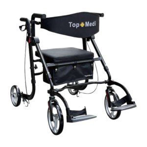 TOPMEDI TWA9719L 2-in-1 Aluminium Rollator & Transport Chair